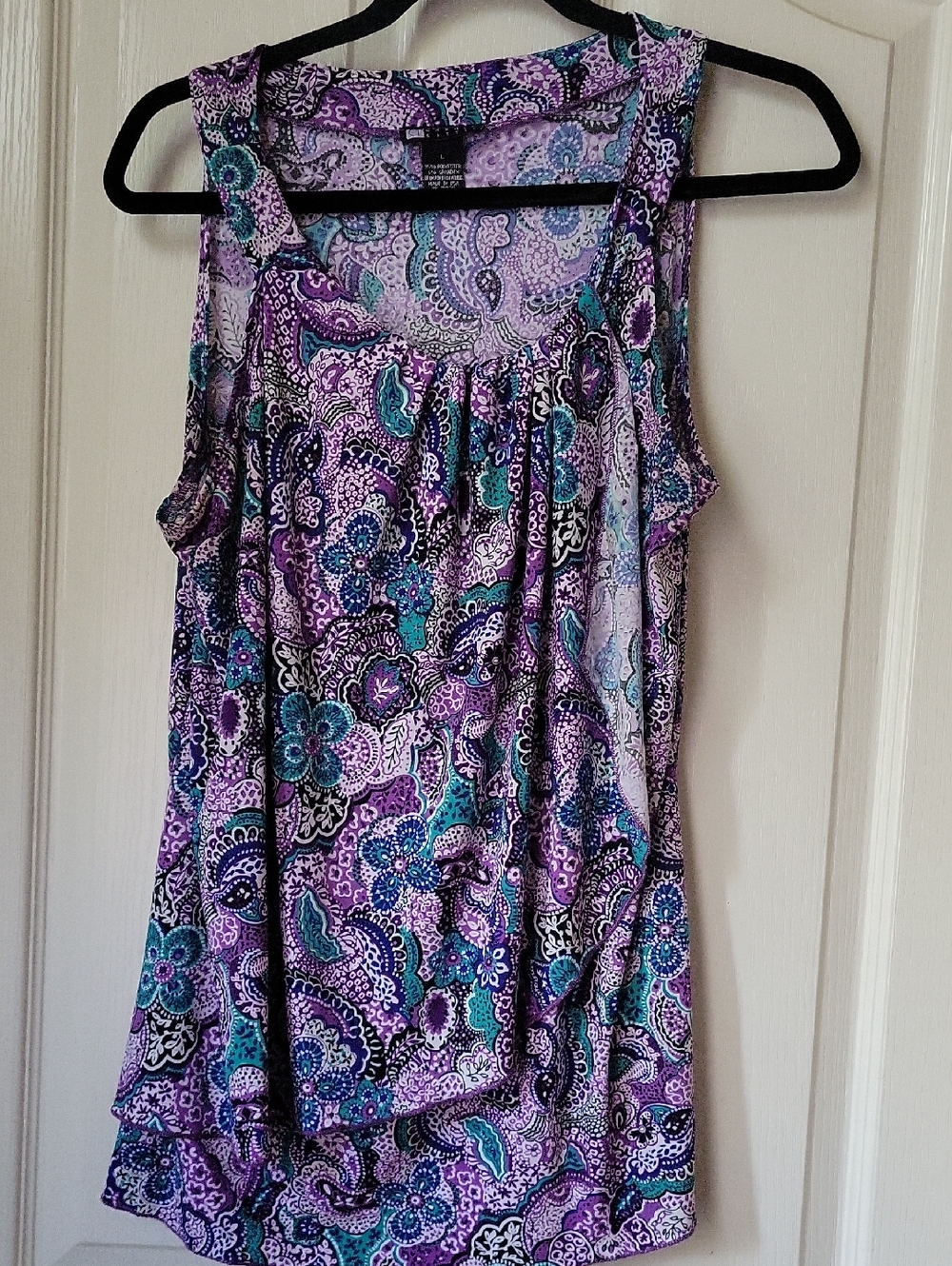 Carole Little Purple & Teal Paisley Tank Top